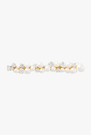 Completedworks recycled gold-plated, pearl and crystal hair slide wedding guest dress code