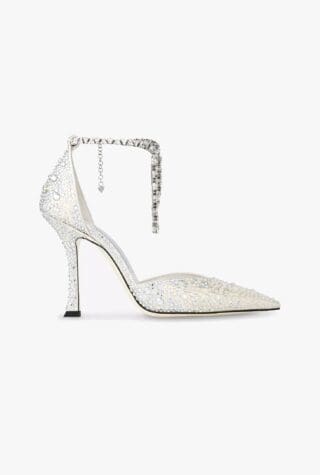 JIMMY CHOO Stevie 100 Crystal-Embellished Satin Heeled Courts