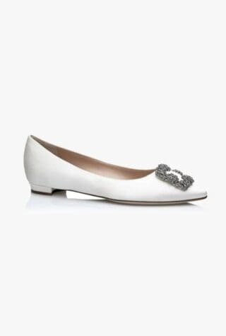 MANOLO BLAHNIK Hangisi 10 crystal-embellished leather point-toe flats