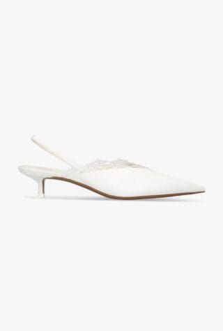 Irena Sling 80 lace-trim satin heeled mules