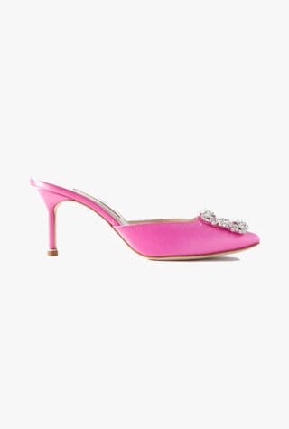 MANOLO BLAHNIK Hangisimu 70 crystal-embellished satin mules