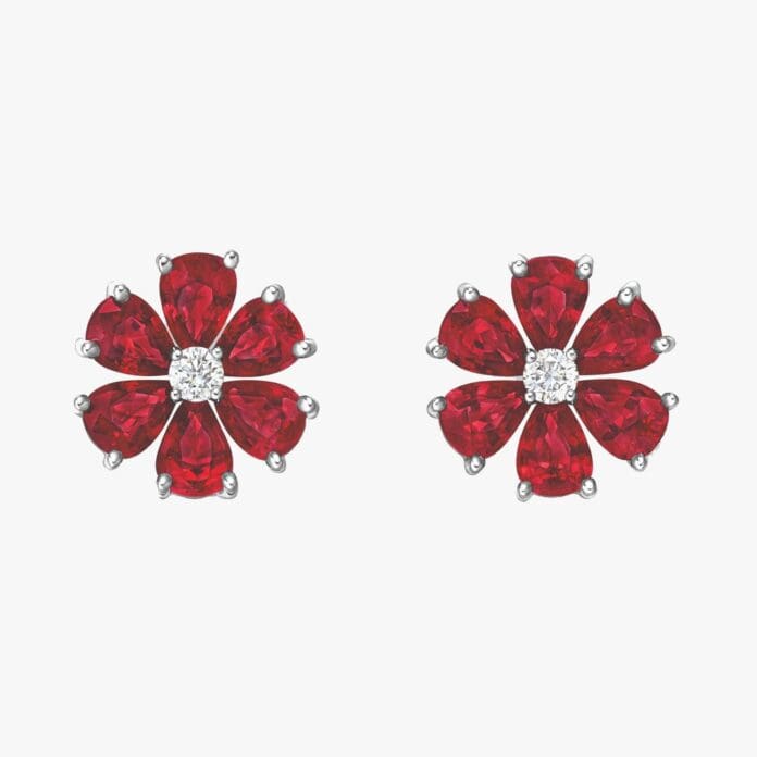 harry winston forget-me-not ruby earrings