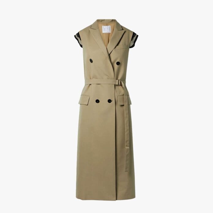 Sacai satin-trimmed trench coat
