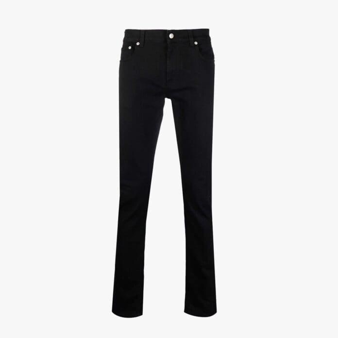 Alexander McQueen logo-embroidered black jeans