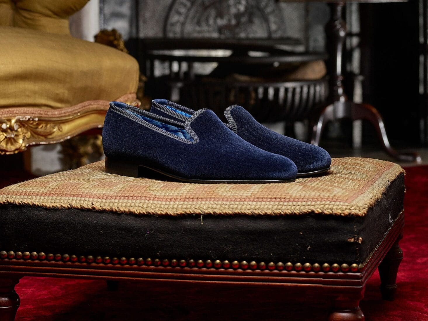 crockett and jones velvet slippers