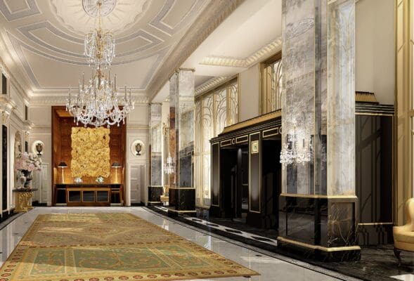 The renovated lobby at The Dorchester by Pierre-Yves Rochon