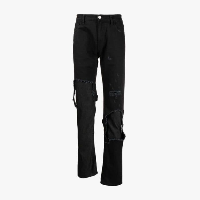 Raf Simons distressed black jeans