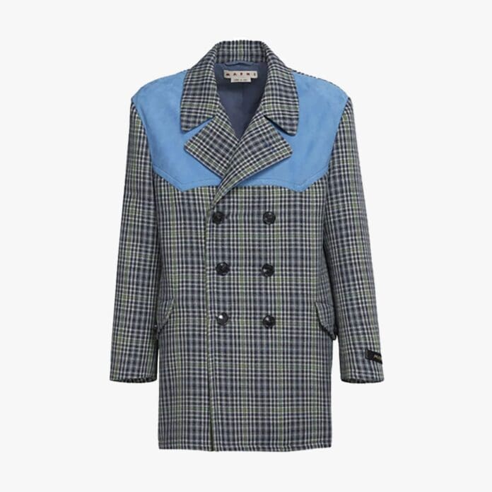 Marni checked pea coat