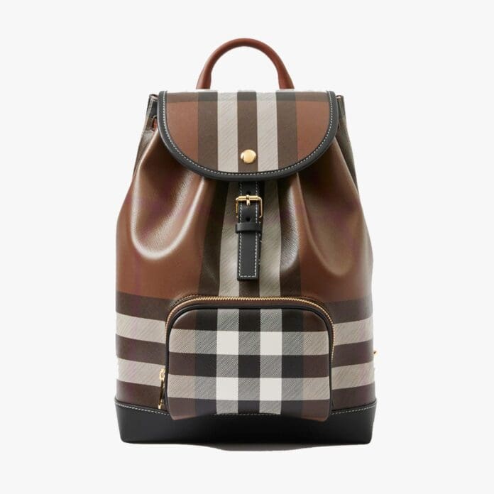 Burberry check leather backpack