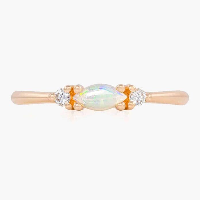 Chupi evil eye polished band ring, October birthstone