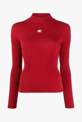 Courrèges logo-embroidered roll-neck jumper