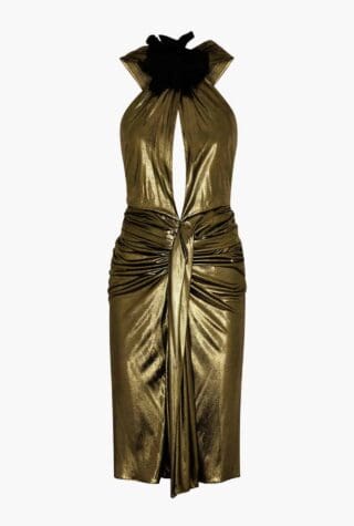 saint laurent gold dress