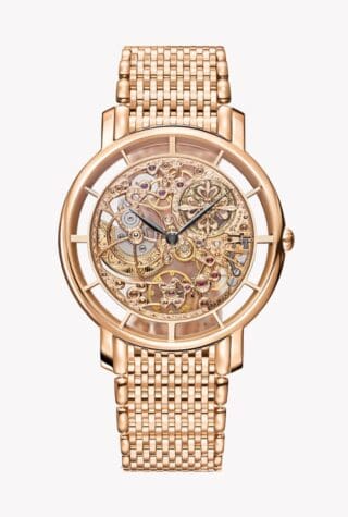 patek philippe rose gold skeleton watch
