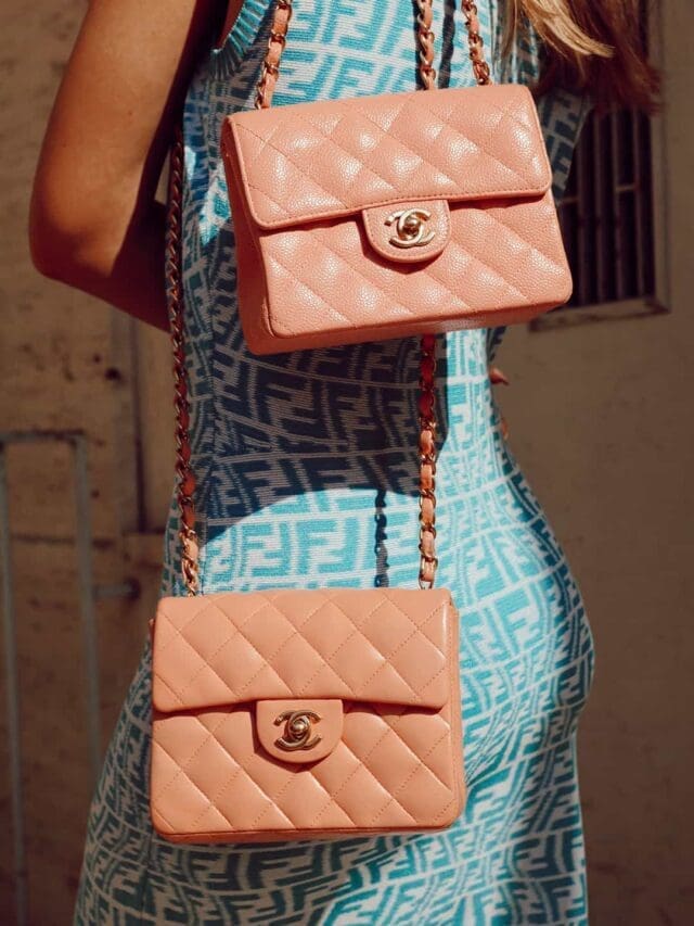 chanel peach quilted bags