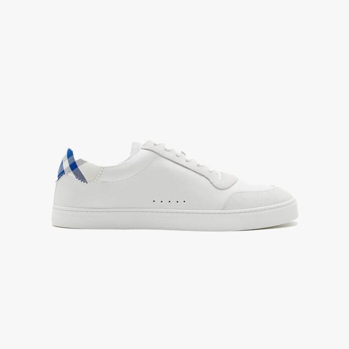 Burberry leather and check cotton sneakers