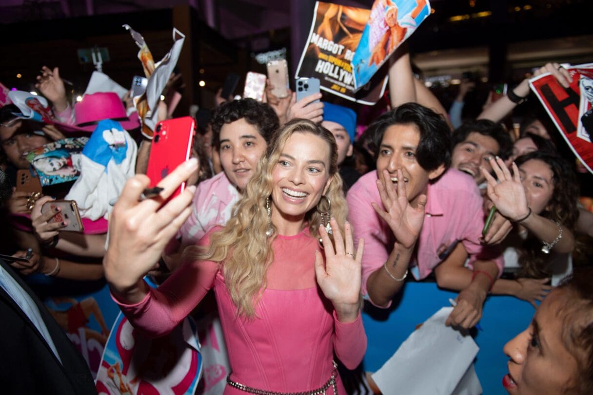 Margot Robbie at the Barbie fan event at Mexico City in July 2023. Image: Chino Lemus