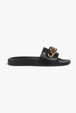 Versace Chain-embellished leather slides