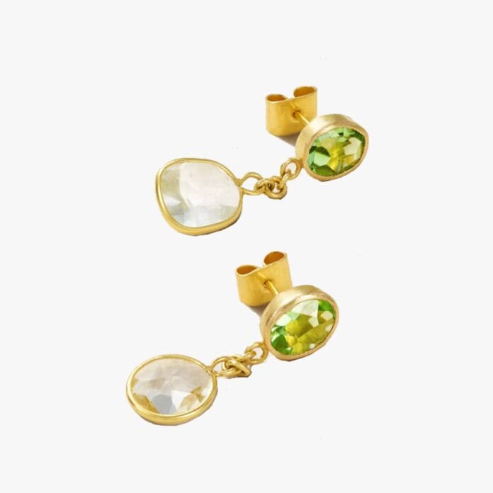 Pippa Small aquamarine and peridot earrings