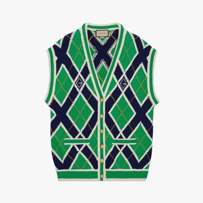 Gucci G rhombus cotton stitch cardigan
