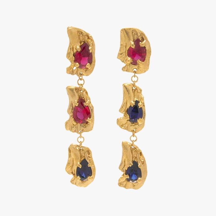 Loveness Lee Zuciya ruby sapphire earrings