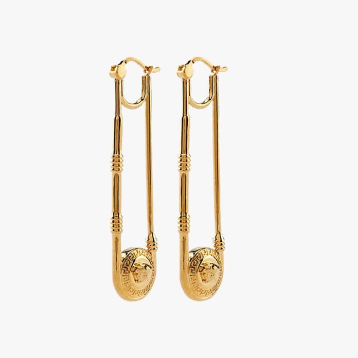 Versace Medusa-plaque safety-pin earrings