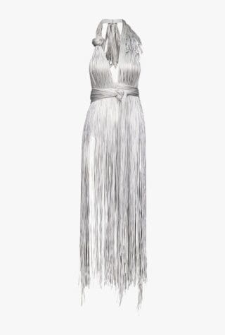 area silver fringed dress