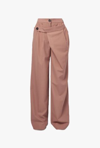 Layered asymmetric pleated trousers