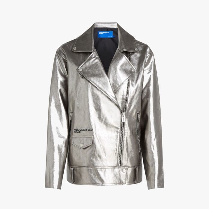Karl Largerfeld Jeans metallic-finish biker jacket