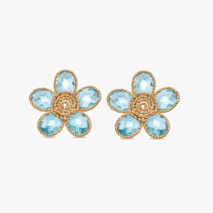 Kiki McDonough Florence blue topaz flower earrings
