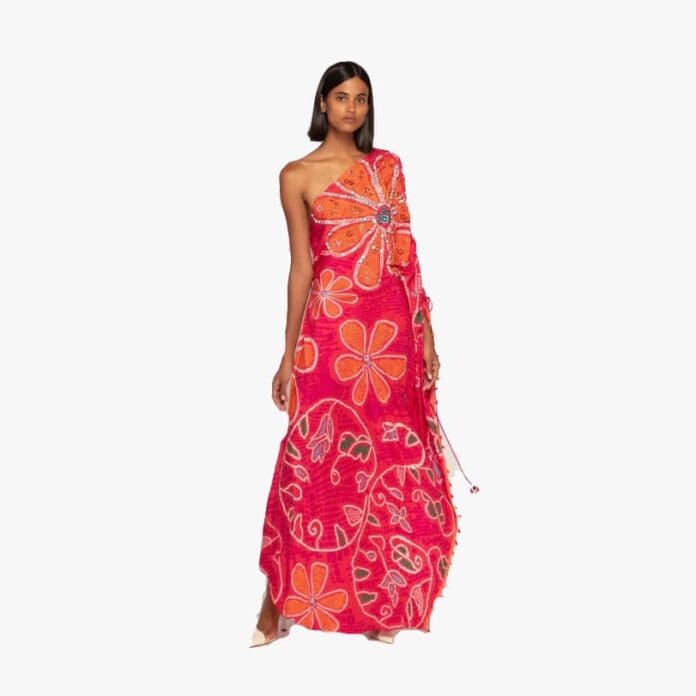 Marigold Bandhani Print Kaftan Dress
