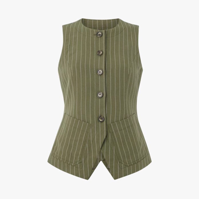 Whistles Lottie Pinstripe Regular-Fit Woven Waistcoat