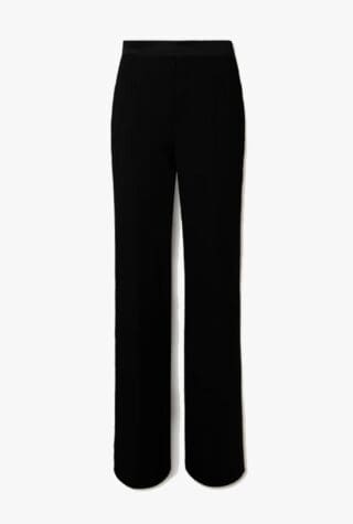 Chloé Satin-trimmed wool-crepe straight-leg pants