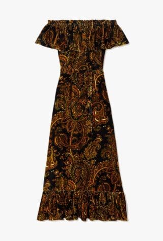 Etro off-shoulder paisley-printed velvet maxi dress