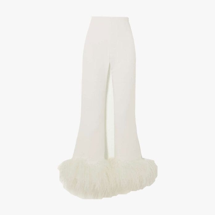 16 Arlington Brisbane feather-trimmed wide-leg trousers