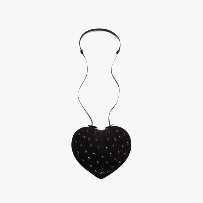 Alaïa Le Coeur crystal-embellished suede shoulder bag