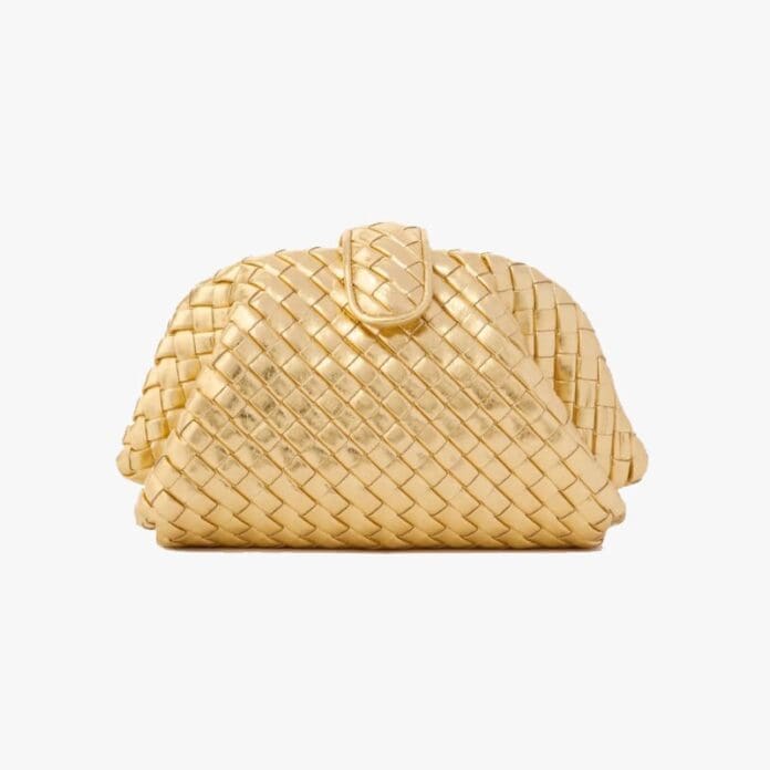 Bottega Veneta small Lauren 1980 intrecciato metallic leather clutch