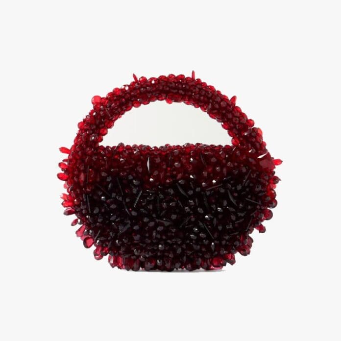 Clio Peppiatt Quartz bead-embellished satin shoulder bag