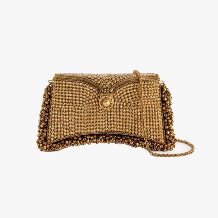 Mae Cassidy Zeenat crystal-embellished metal clutch