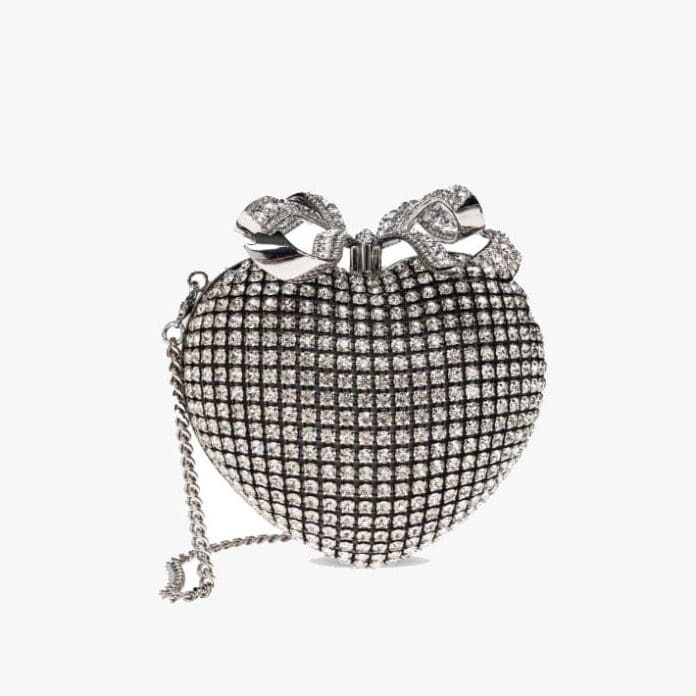 Self-Portrait Crystal Heart clutch bag
