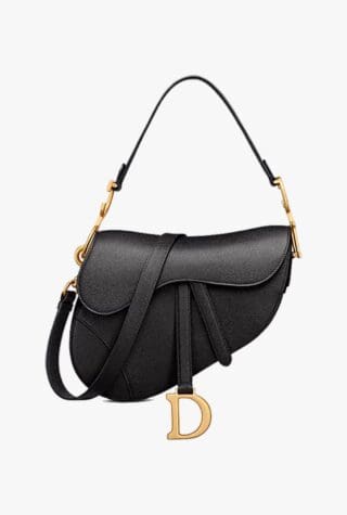 Black grained calfskin saddle bag