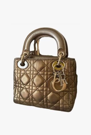 Gold leather mini Lady Dior