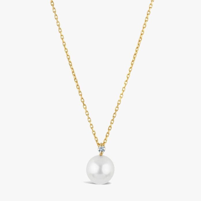 Dinny Hall Shuga 14k gold, diamond and pearl pendant