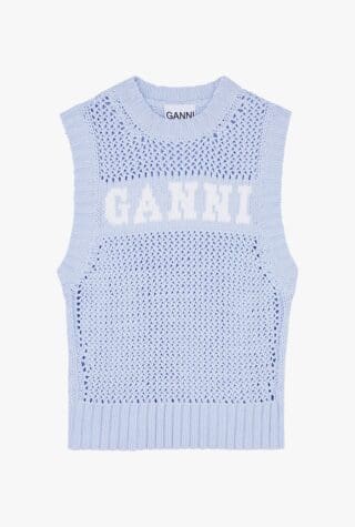 Ganni logo-intarsia cotton-blend vest