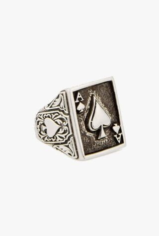 Clocks and Colours Aces High engraved ring