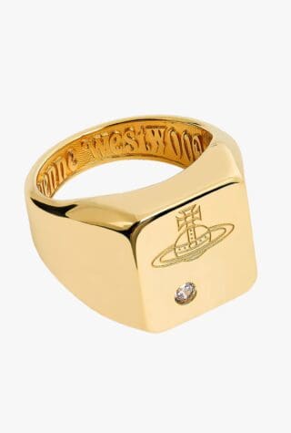 Vivienne Westwood silver and crystal Carlo Orb signet ring