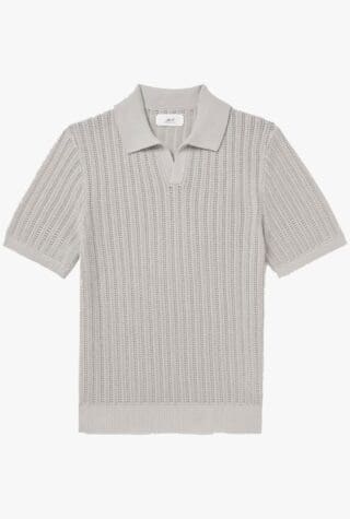 Mr P. open-knit ribbed cotton polo shirt