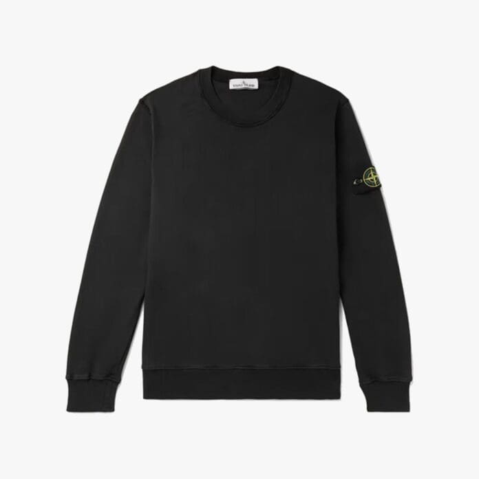 Stone Island logo-appliquéd garment-dyed cotton-jersey sweatshirt