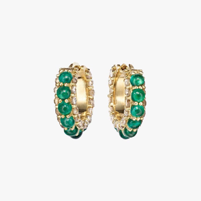 Ileana Makri hoop earrings with emeralds and diamonds