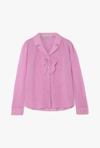 Self-Portrait bow-detailed pintucked chiffon blouse