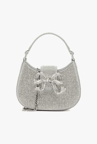 Self-Portrait Crescent Bow micro suede bag harvey nichols event dressing